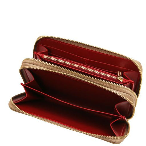 Mira - Double zip around leather wallet